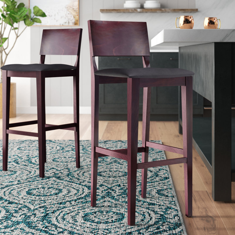Tabouret 30 "en bois massif Ahreanna, Acajou foncé / noir