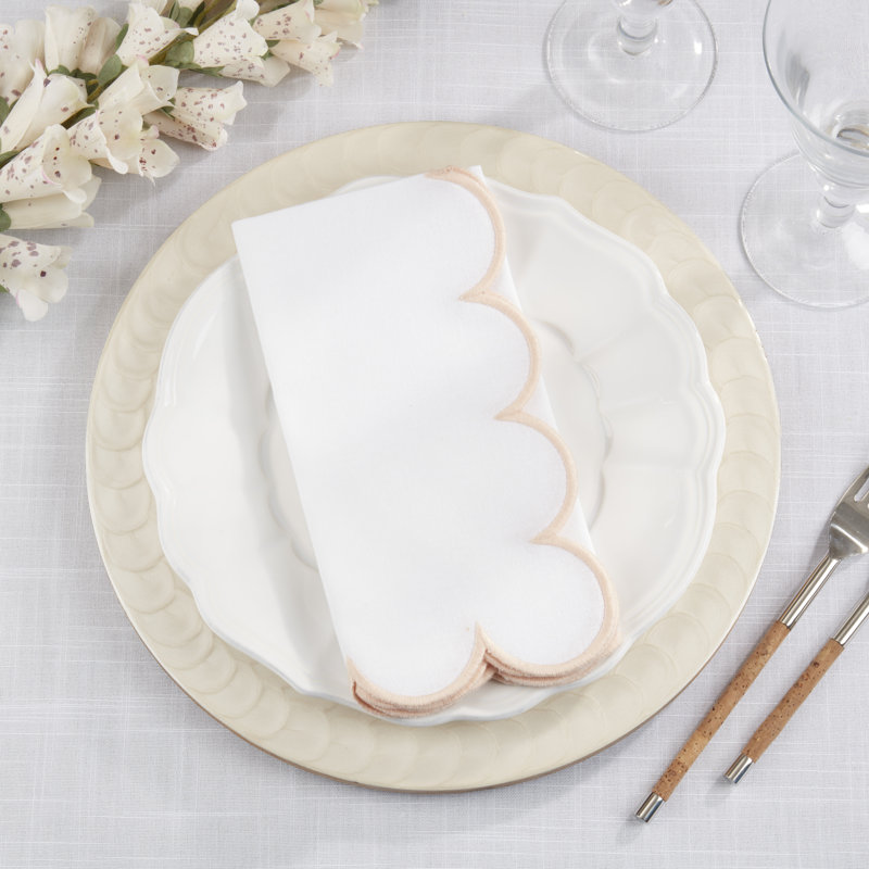 Serviette rectangulaire Paddock 100% coton, Blanc / rosé
