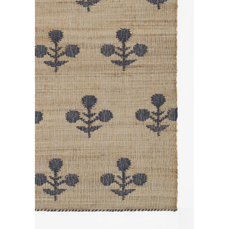 Handmade Blue Wool Rectangular Area Rug, 3'6" x 5'6"