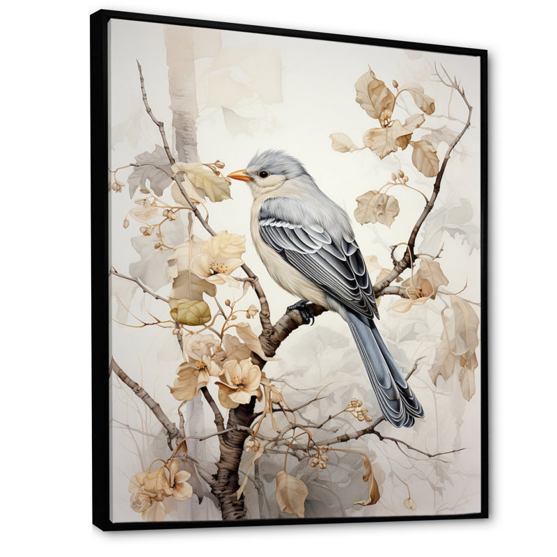 «Bird Silent Watcher V», reproduction d'art sur toile, H 40 po x l 30 po x P 1,5 po, Cadre flottant noir