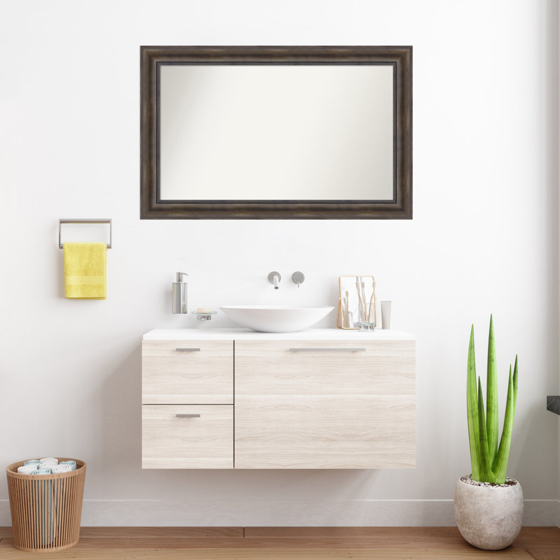 Miroir mural en bois massif Bostynn, Rectangle, H 26,5 po x l 41,5 po