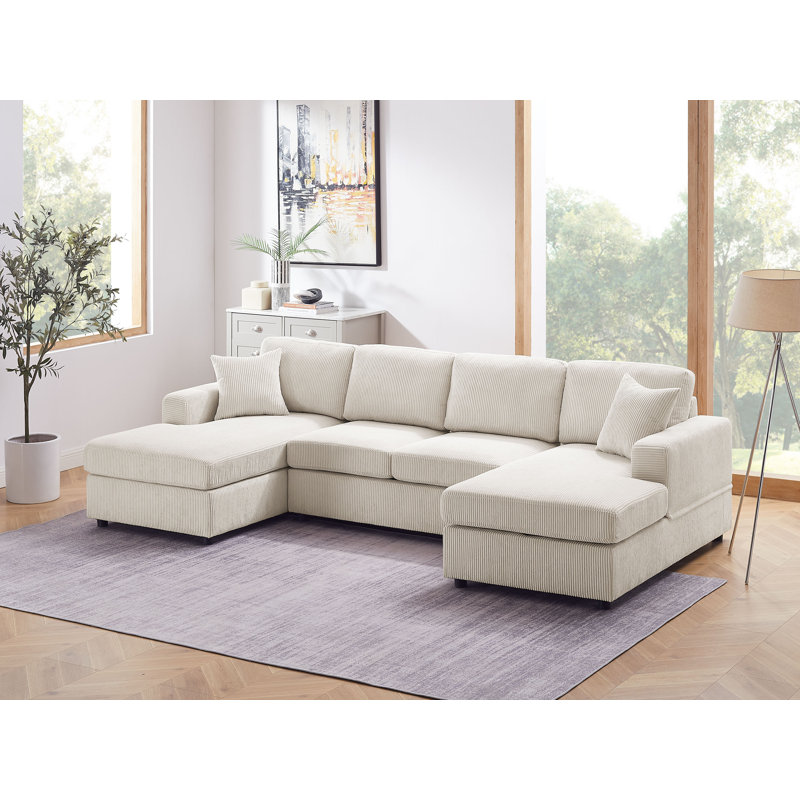 Canapé modulaire 3 pièces Althouse, 100 % polyester blanc