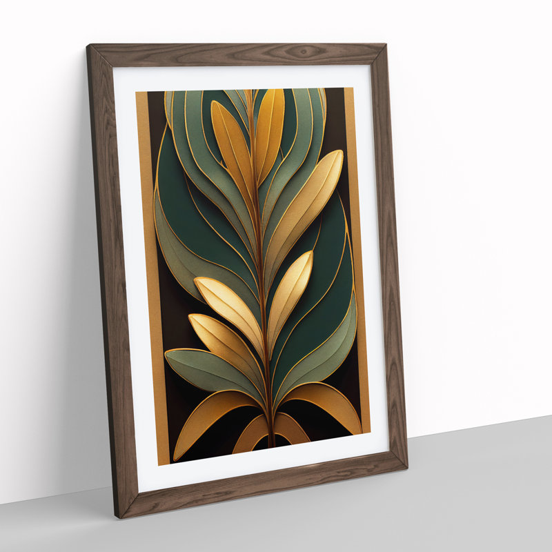Leaves No.3 - Single Picture Frame Print, 64cm H x 46cm W x 2cm D, Walnut Framed