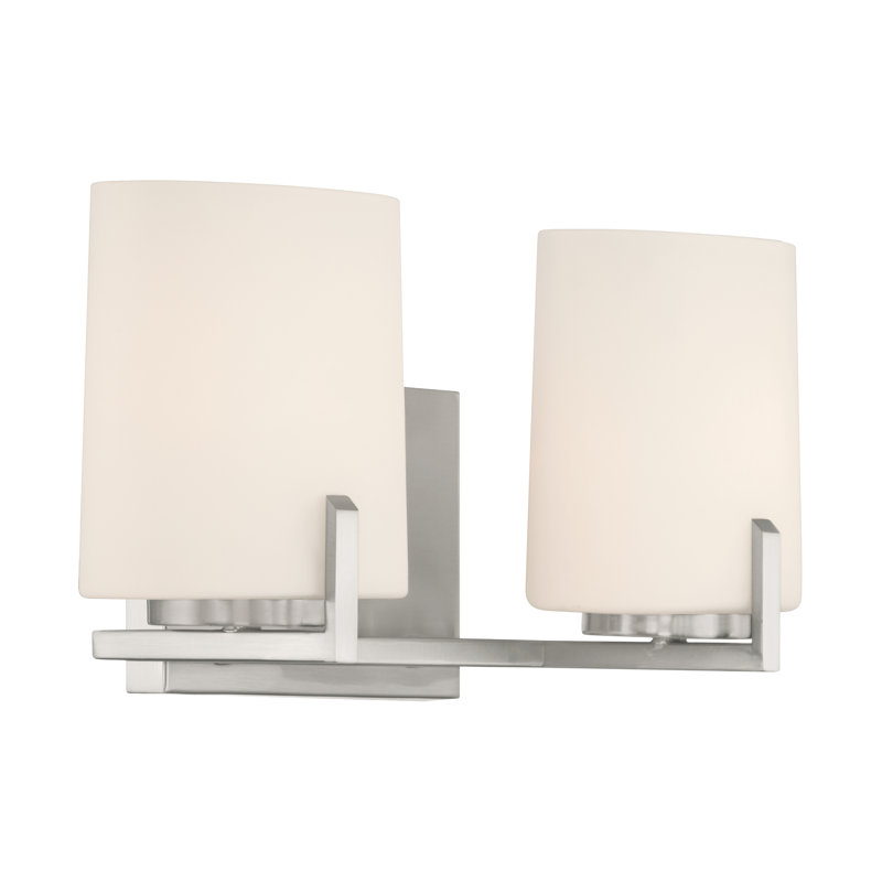 Meuble-lavabo 2 lumières Mirelle, H 7,5 po x l 16 po x P 6 po, Deux lumières, Nickel