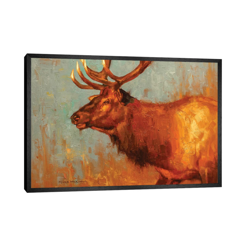 Timber Bull 1 Piece Painting on Canvas, 66.04cm H x 101.6cm W x 3.81cm D, Black Framed