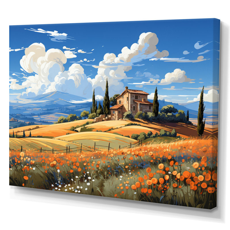 Italie, campagne toscane, reproduction sur toile, Toile tendue, 34" H x 44" W