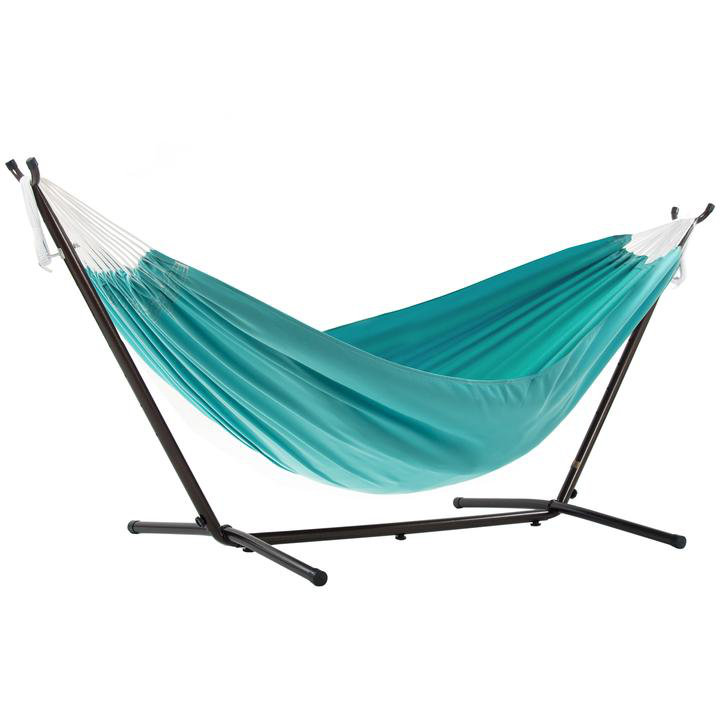 Hamac double Sunbrella avec support et sac de transport Vivere Northey, Bleu, Gris anthracite