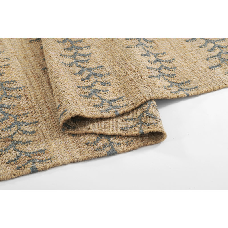 Erin Gates by Momeni Orchard Vine Stripe Jute and Wool Hand Woven Blue Area Rug, Rectangle 2' x 3'