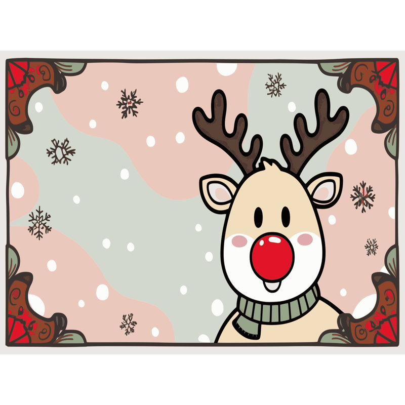 Tapis de vacances d'hiver de Noël lavable The Holiday Aisle®, Rectangulaire 3 pi x 5 pi