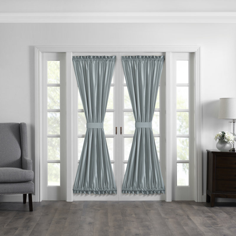 Mullan Polyester Light Filtering French Door Curtain Panel, Mineral