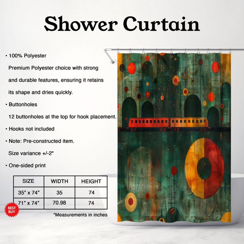Rideau de douche Bright Train - Premium, H 74 po x l 71 po