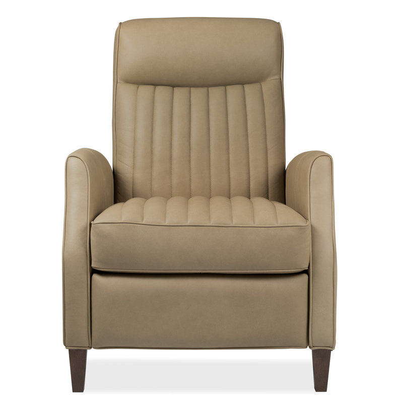 Denver Push Back Recliner, Beige Top Grain Leather