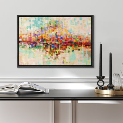 «Abstract Colorful Strokes Bright Colorful Buildings Block Cityscape Abstract Modern», reproduction de peinture à l'huile sur toile