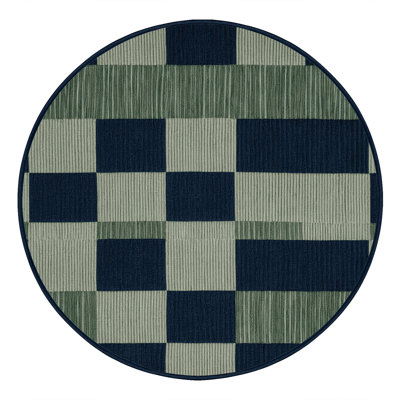 Tapis bleu à carreaux lavable à la machine