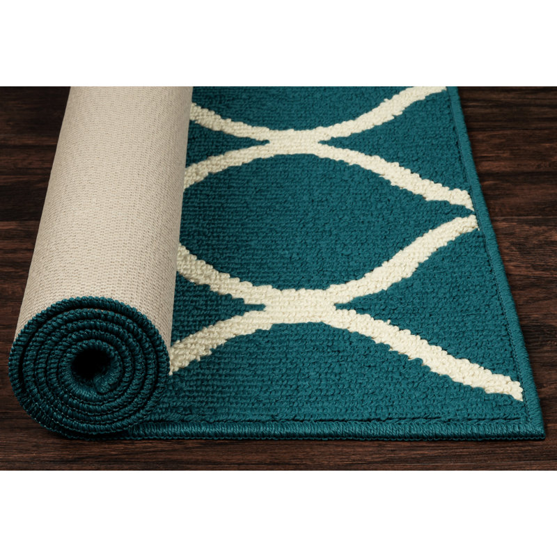 Tapis bleu poils longs Hershman, Rectangle 2 pi 6 po x 3 pi 10 po