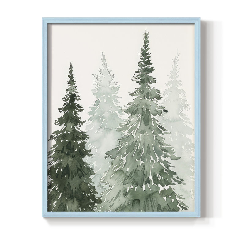 Winter Washed Coppice II Framed Print - Solid Wood, 21" H x 17" W, Blue Framed
