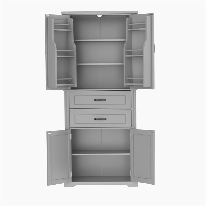 Storage Cabinet with Multi-Functional Storage Space for Kitchen/Bathroom/Dining Room/Living Room , 2 Drawers with Slide Rails, Adjustable Shelf