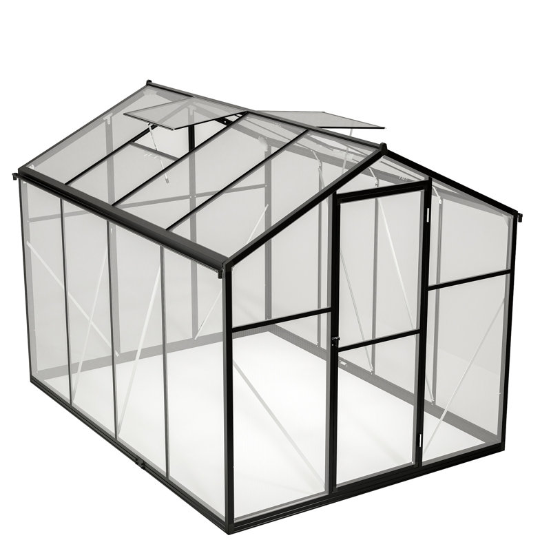 Serre en aluminium d'extérieur - Pour conditions difficiles et polycarbonate ventilé pour les jardins Installation rapide gardée