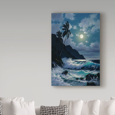 Art mural sur toile tendue - «Waves Under The Moon 2» par Anthony Casay pour décoration de salon, de chambre à coucher ou de bureau - 22 x 32