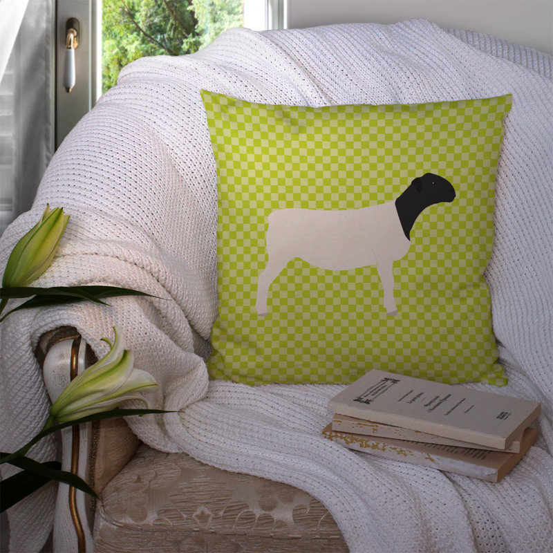 Coussin extérieur dorper ovin check, Vert, 14 po x 14 po