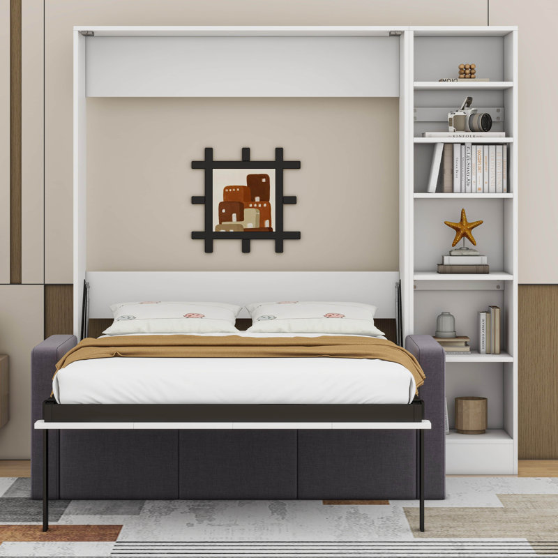 Murphy Bed Wall Bed with Sofa,with Shelves, Full