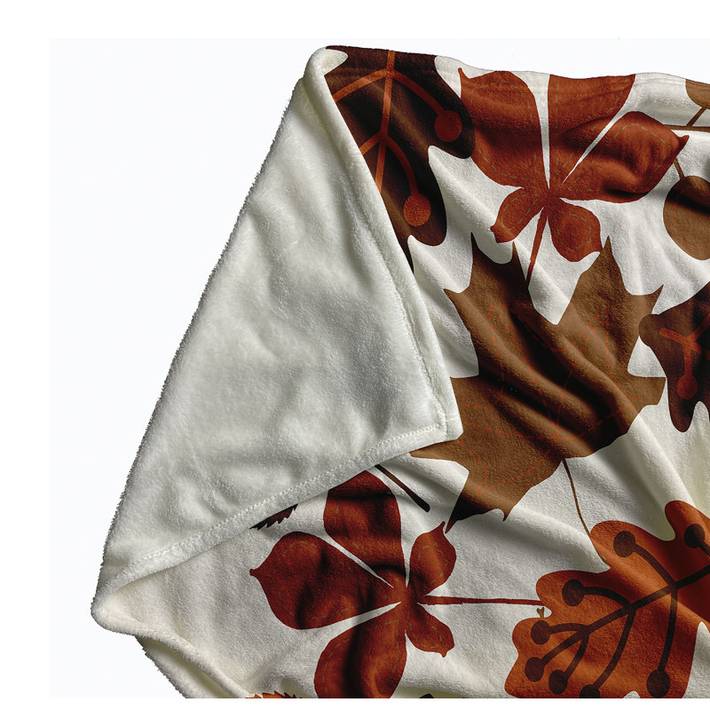 Jeté d'automne Fall Leaves, 50" W x 60" L, Orange