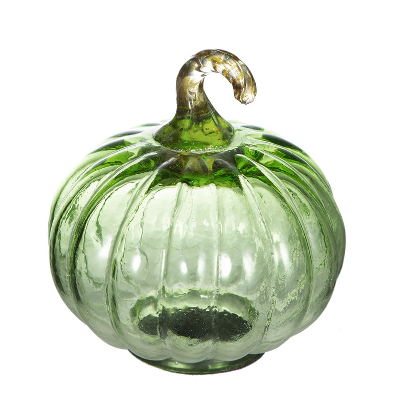 Verre citrouille - ensemble de 4 - 4 po de diamètre x 5 po, Vert/doré