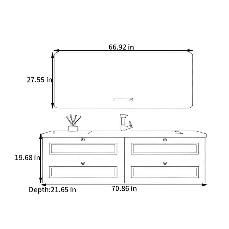 Armoire de salle de bain crème, 71", Blanc