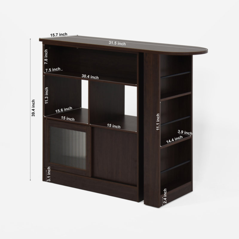 Modern Bar Cabinet With Rotating Top And 3 Storage Shelves