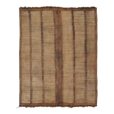 Vintage Tuareg Rug With Tonal Stripe Design In Beige And Brown - Rug & Kilim