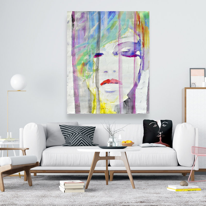 Abstract Colorful Portrait - Figurative Neo Mint Canvas Art