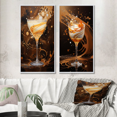 Brandy Alexander Atmosphere Cocktail - ensemble d'art mural sur toile 2 cocktails