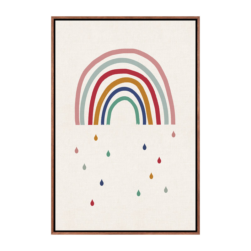 Décoration murale pleure arc-en-ciel pour enfants, H 40 po x l 26 po x P 1,5 po, Toile classique avec cadre brun