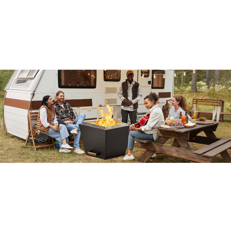 Smokeless Fire Pit,w/Pull-Out Ash Pan,Portable Outdoor Firepits,Carry Handle for Backyard Patio Camping,Stainless Steel
