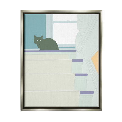 Art contemporain sur toile flottant, chat noir contemporain par Richard Weiss