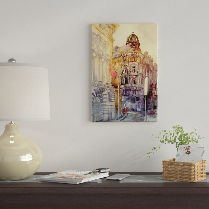 « wien » par maja wronska, impression sur toile, H 26 po x l 18 po x P 1,5 po, Toile avec cadre noir, Pas de tapis