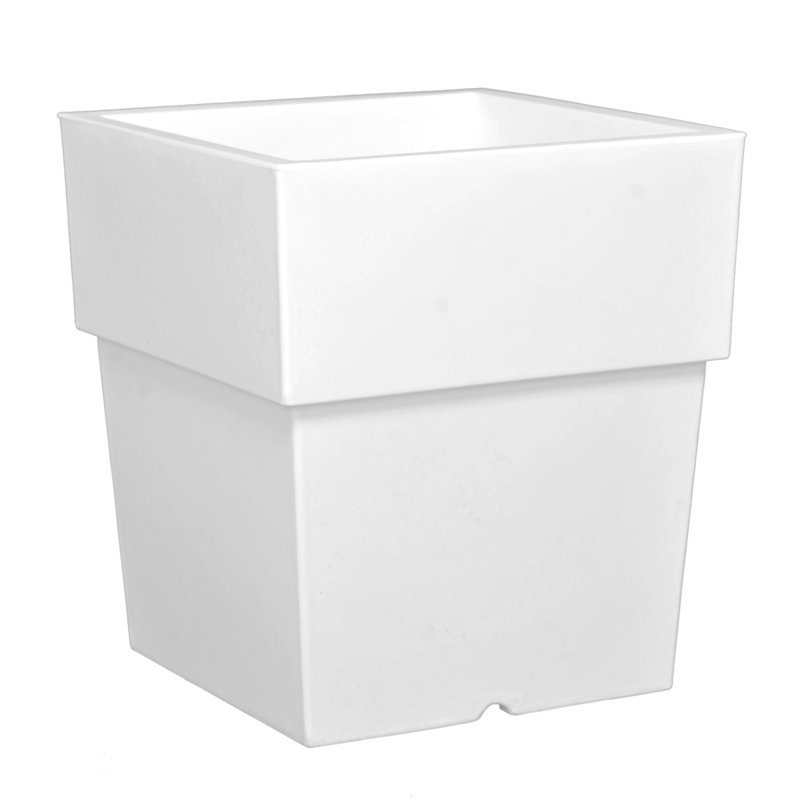 Pot à fleurs en plastique Laurine, H 20 po x l 18 po x P 18 po, Blanc