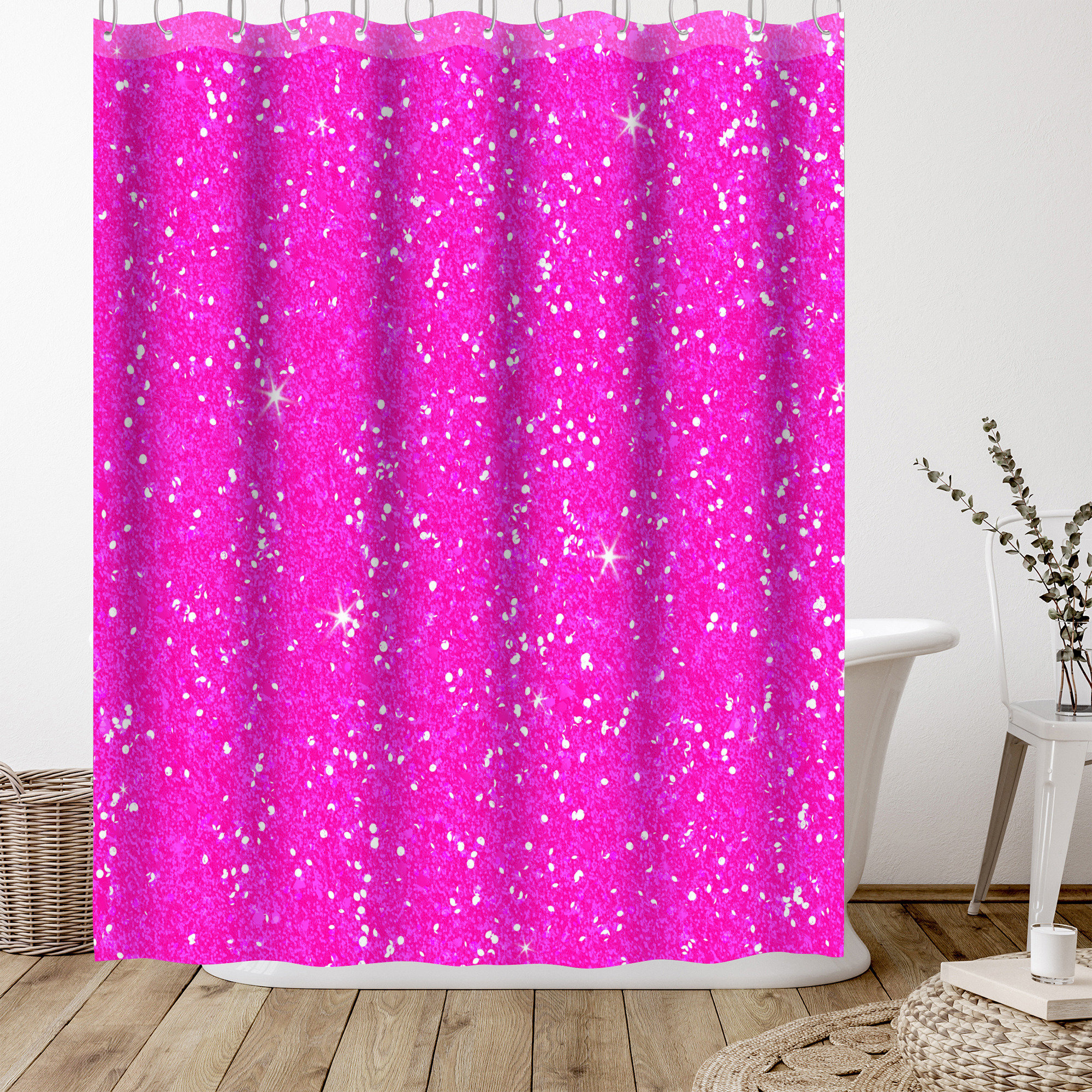 Bless international 71" x 74" Shower Curtain, Pink Diamond by Wonderful