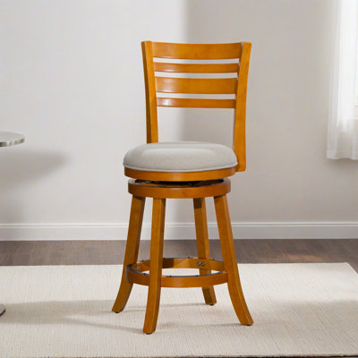 24.02" Counter Height Slat Back Swivel Bar Stool (Set Of 1)
