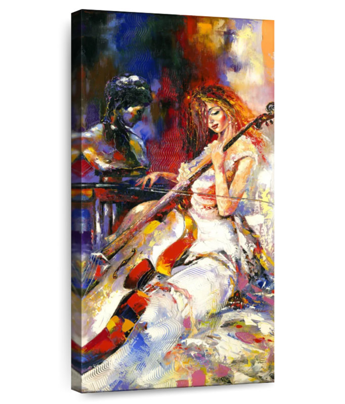 Femme jouant du violoncelle, H 30 po x l 15 po