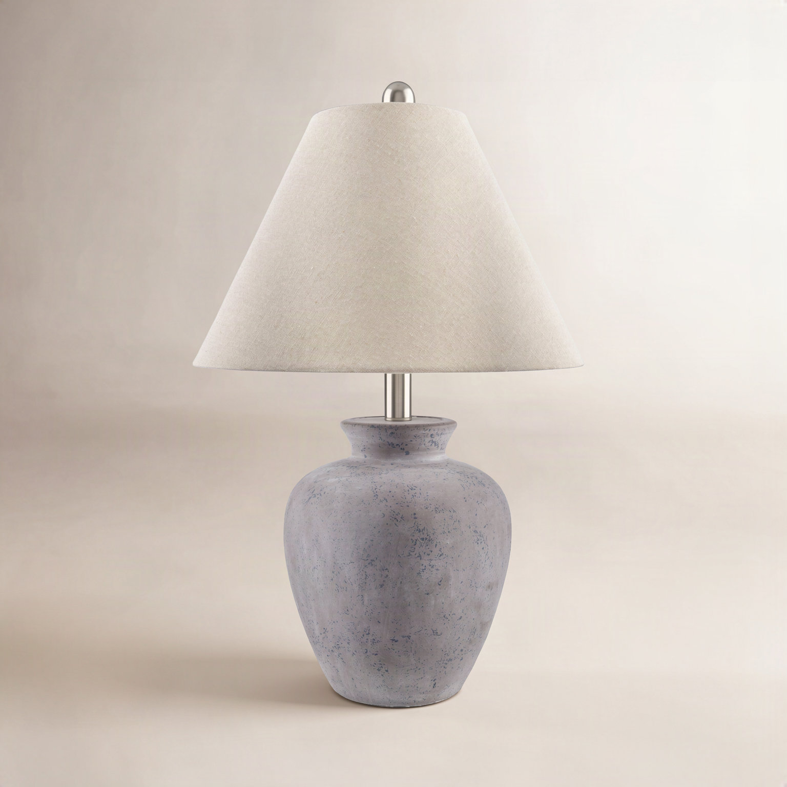 Calico Table Lamp, Gray Finish / Natural Shade
