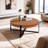 Modern Retro Splicing Round Coffee Table,Fir Wood Table Top With Gold Cross Legs Base-1938265756-1938265729
