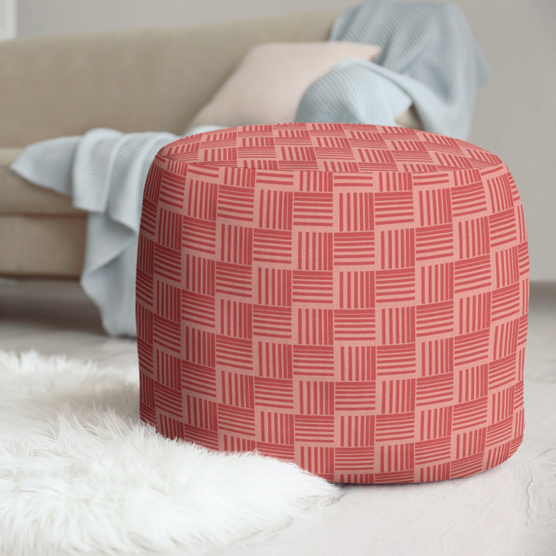 Upholstered Pouf, Red