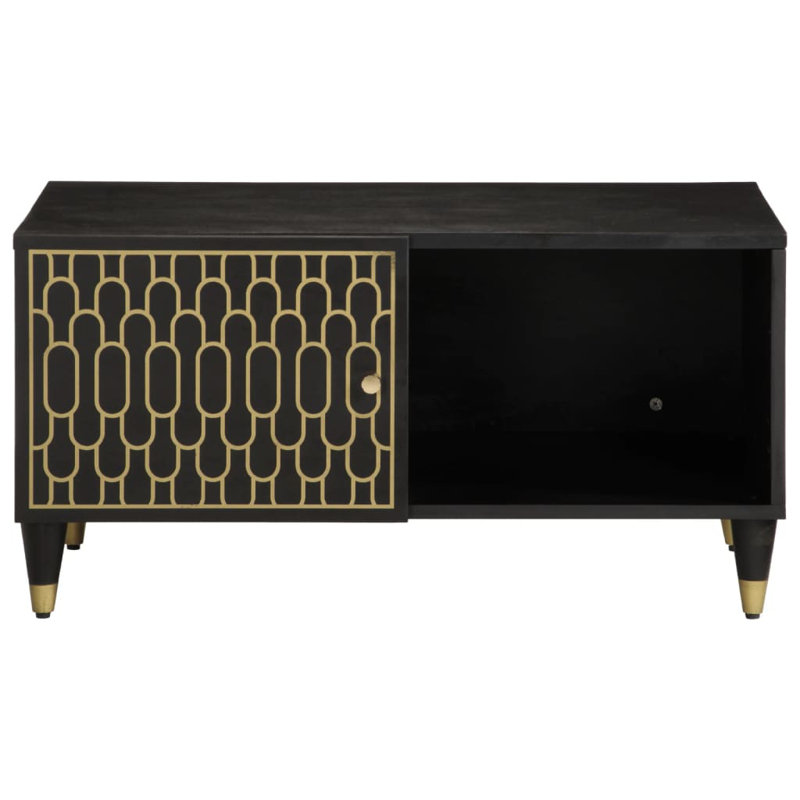 Aelish Coffee Table with Storage, Black/Gold, Black