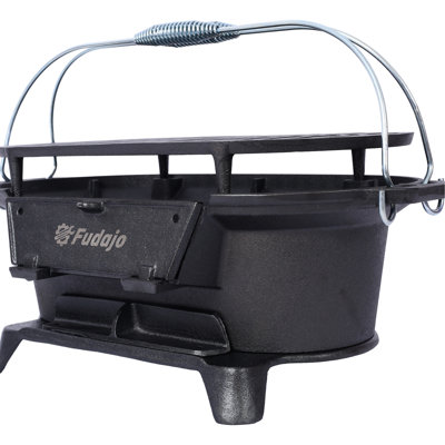 Oval Cast Iron - Charcoal Grill For Outdoor Enthusiasts And Cooks , Enamel Coated, With Heat Retention Temperature Control Griddle Portable Camping Barbecues 100% Iron,