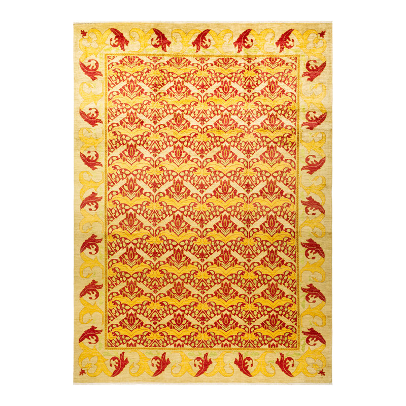 One-of-a-Kind 9' 10" X 13' 10" 2010s Wool Area Rug in Red