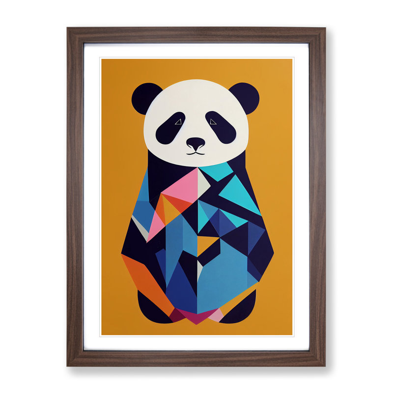 Panda Bear Abstract - Single Picture Frame Print, 64cm H x 46cm W x 2cm D, Walnut Framed