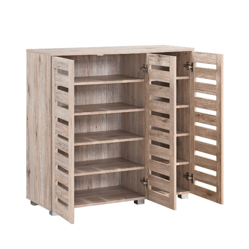 Euston 15 Pair 3 Door Shoe Storage Cabinet Modern Sanremo Oak