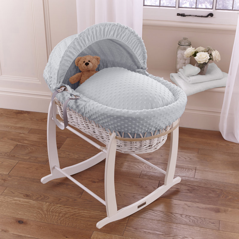 Dimple Wicker Moses Basket, Grey