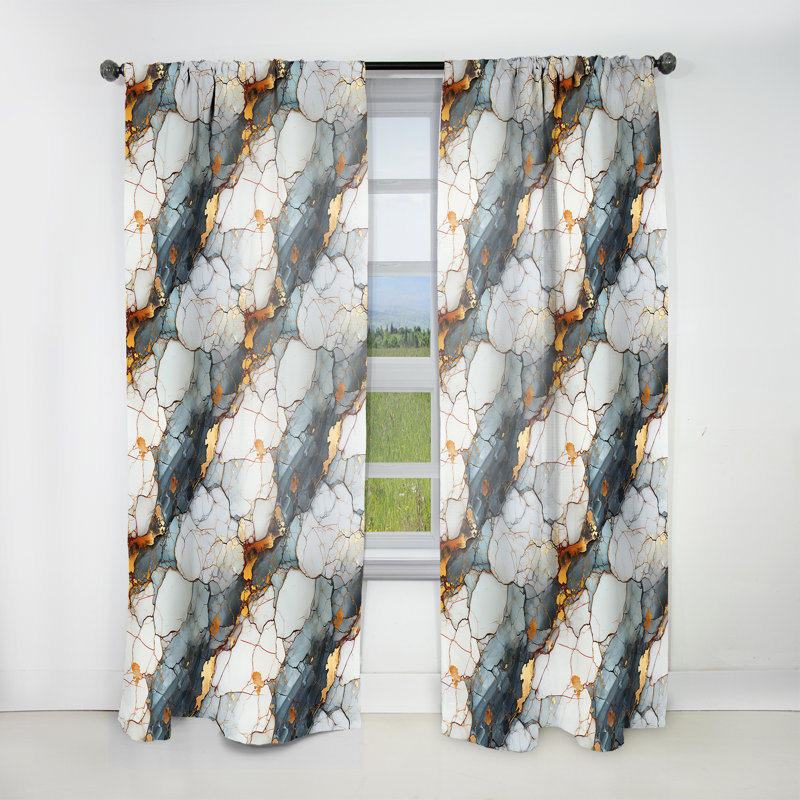Grey Industrial Chic Marble Escape I - Glam Curtain - Velvet Room Darkening - 1 Panel, 52" W x 84" L